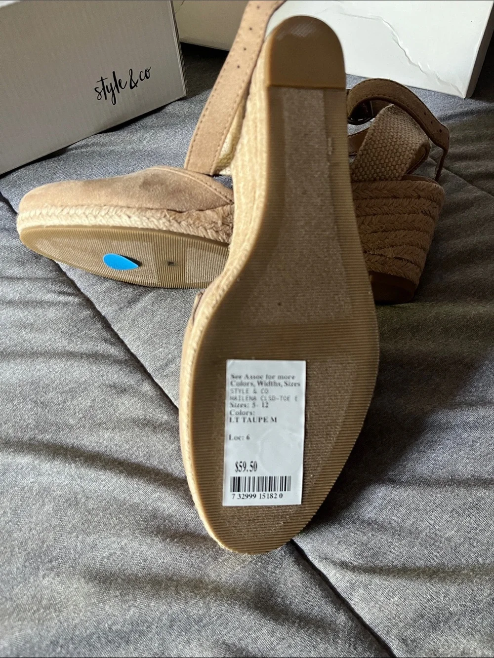 Style & Co. Tan Espadrille Wedge Sandals with Ankle Strap
